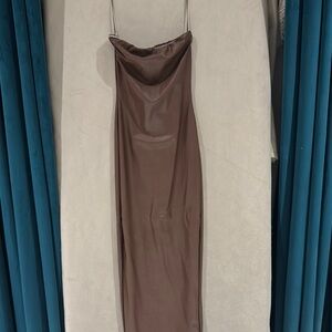 Naked Wardrobe Brown Dress faux leather